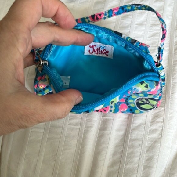 Justice Blue and Pink Clutch with Vibrant Pattern - Picture 7 of 11